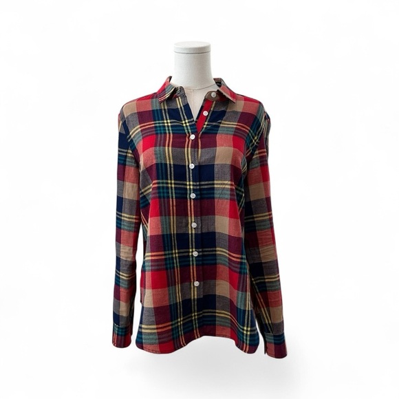 evy's tree Tops - Evy’s Tree Women’s Small "The Amy" Red Plaid Button-up Cotton Preppy Shirt
